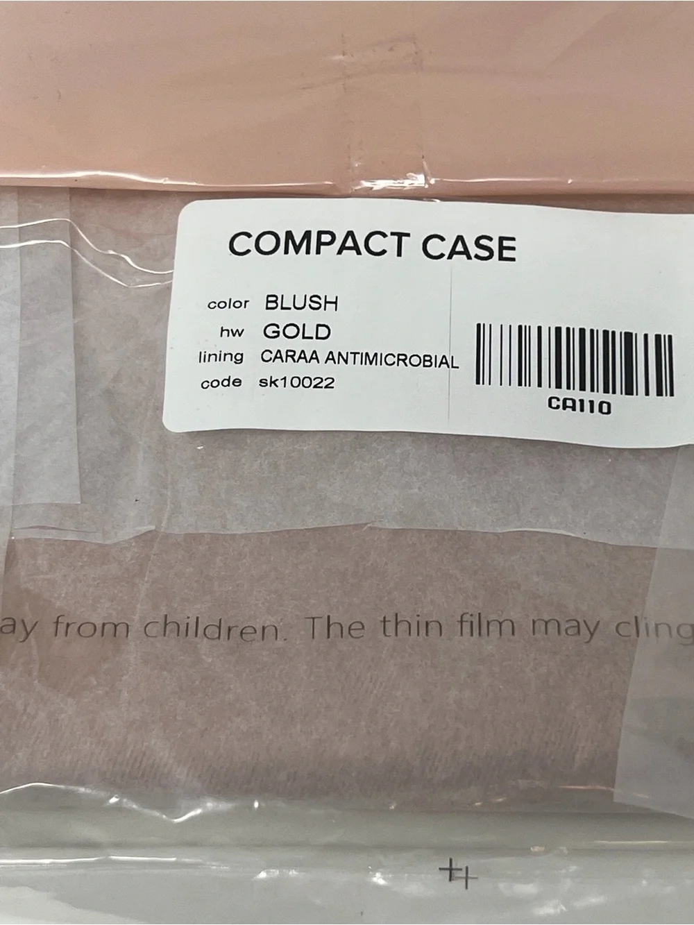 NWT caraa Compact Case Travel Pouch in Blush Pink Gold Hardware